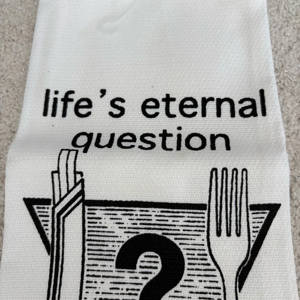 Life's Eternal Question Kitchen Towel and Hawaiian Chopsticks Set